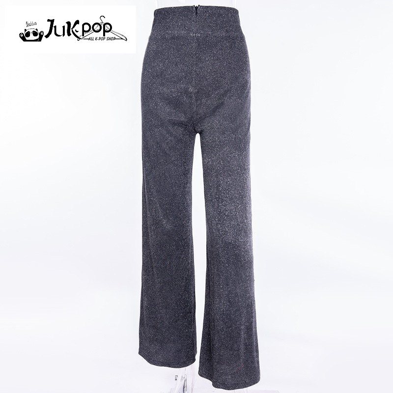 FREE SHIPPING high waist glitter sparkle bling women wide-leg pants JKP1397