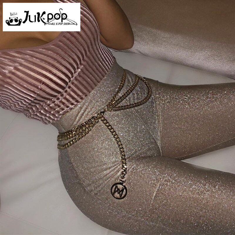 FREE SHIPPING high waist glitter sparkle bling women wide-leg pants JKP1397
