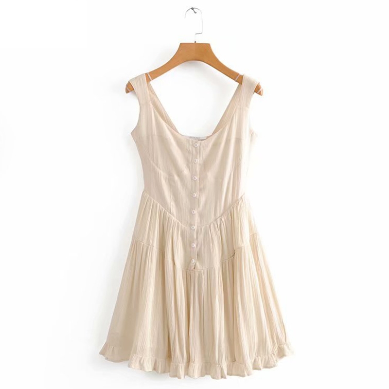 NLW Vintage Pleated Short Dress Women 2019 Summer Casual Black Sleeveless A-Line Dresses Sexy Slim Beach Party Dress Vestido