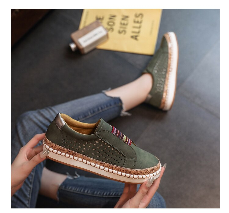 FREE SHIPPING Women Leather Loafers Casual Shoes Women Slip-on Sneaker ...