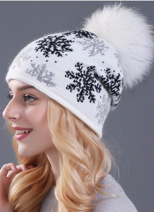XTHREE real mink pom poms wool rabbit fur knitted hat Skullies winter hat for women girls hat feminino beanies hat