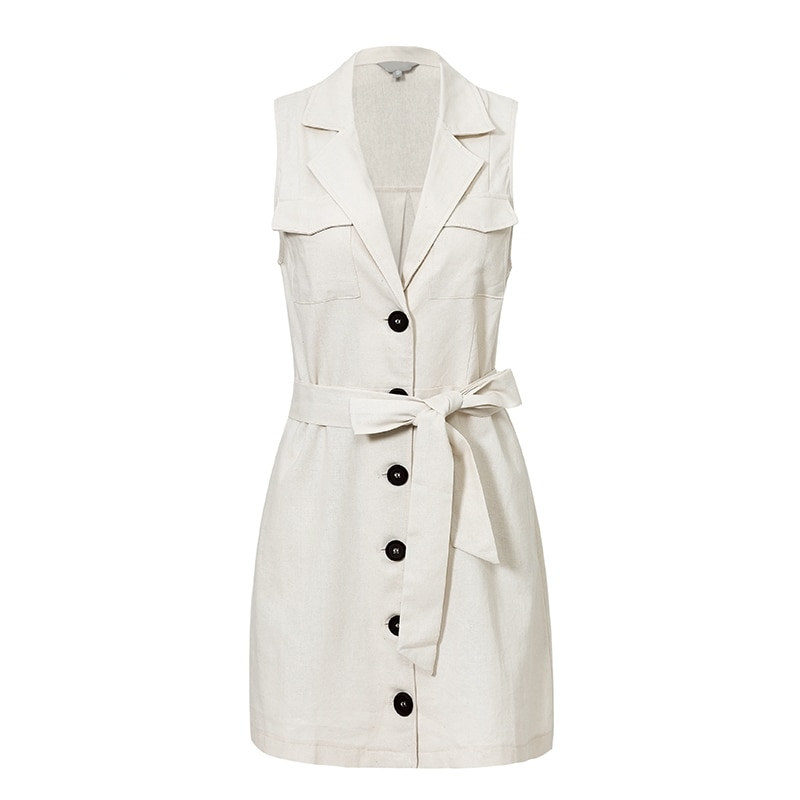 Conmoto Elegant Short Blazer Women Dress Sexy Bow Belt Tie Solid Mini Dress Linen Button Beach Wrap Party Dresses Shirt Vestidos