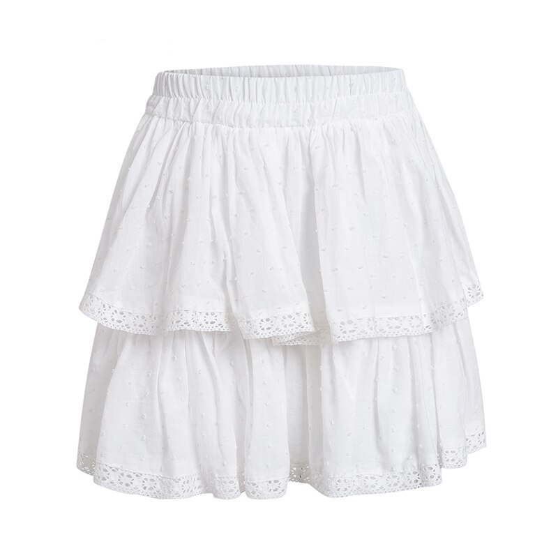 FREE SHIPPING White Ruffle Lace Short Skirt 2019 Summer Women Casual ...