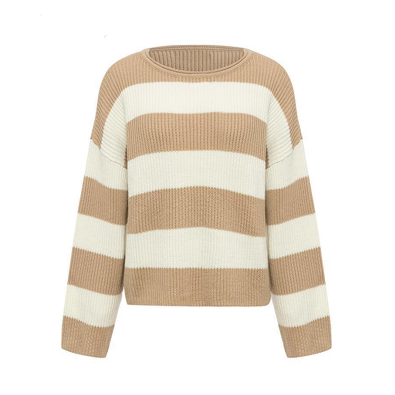 DICLOUD Casual Oversized Striped Sweater Women Autumn 2019 Batwing Long Sleeve Loose Pullover Winter Knitted Ladies Jumper White