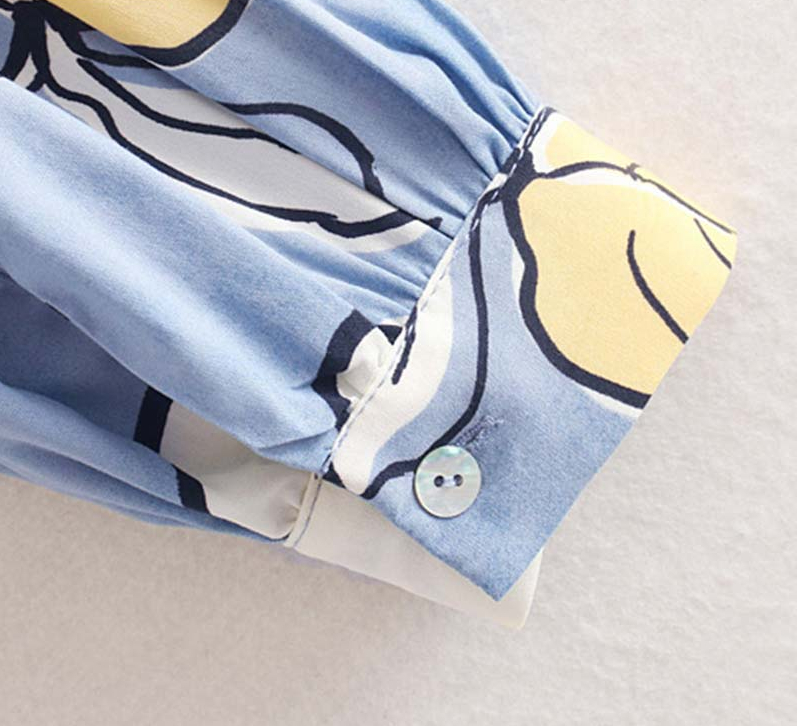 Vadim women stylish floral print blouse long loose-fitting sleeve turn down collar shirt female office wear tops blusas LB353