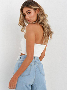 Articat Off Shoulder Sexy Bandage Strapless Crop Top Women Black Lace Up Cropped Summer Top Sexy Bustier Tees Feamle Tank Tops