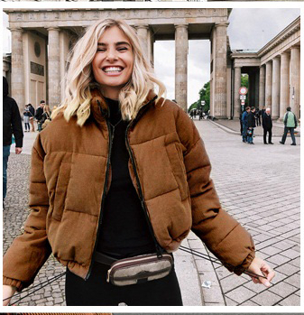 BerryGo Casual corduroy thick parka overcoat Winter warm fashion outerwear coats Women oversize streetwear jacket coat female