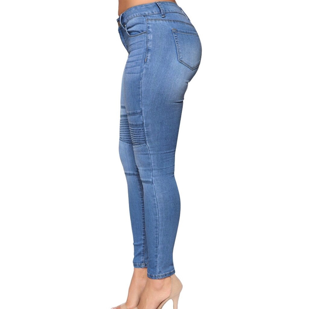 JAYCOSIN Low Waist Straight jeans Women Mid Rise Elastic Zip Skinny Denim Knee Length Curvy Stretch Shorts DIY Jeans Ripped 9415