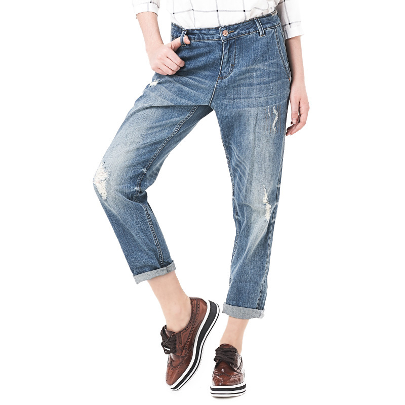 FREE SHIPPING Women Ripped Hole Vintage Stretch Loose Harem Women Jeans JKP3652