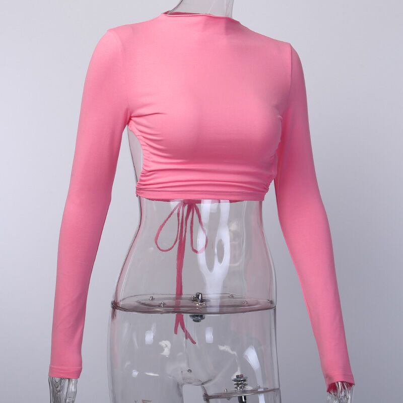 FREE SHIPPING Streetwear Sexy Open Back T-shirt JKP4456