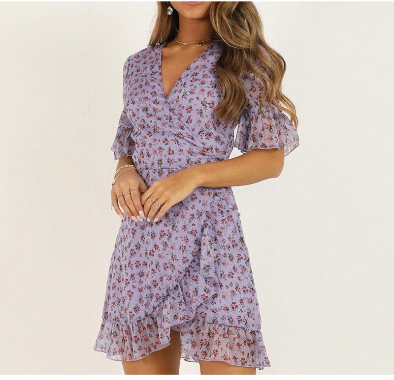 FREE SHIPPING Elegant Floral Wrap Dress JKP4457 FREE SHIPPING Elegant Floral Wrap Dress JKP4457