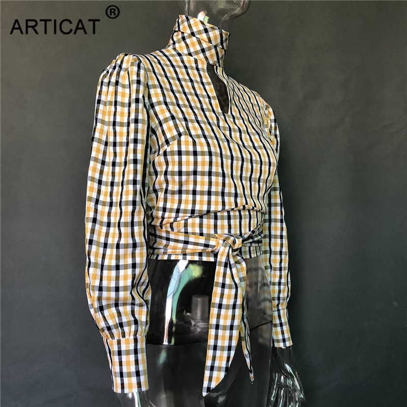 FREE SHIPPING Sexy Backless Plaid Shirts JKP4458
