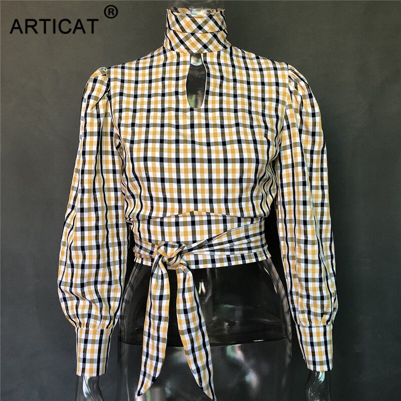 FREE SHIPPING Sexy Backless Plaid Shirts JKP4458