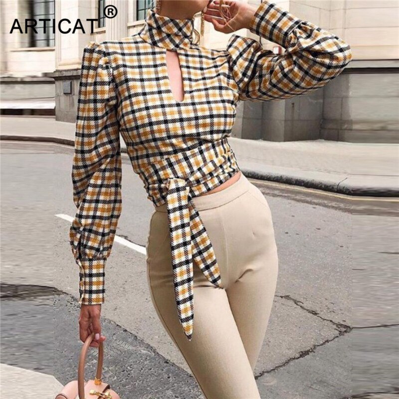 FREE SHIPPING Sexy Backless Plaid Shirts JKP4458
