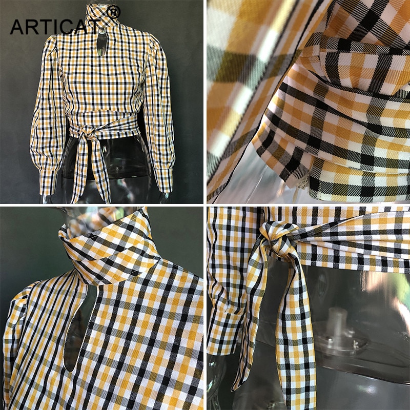 FREE SHIPPING Sexy Backless Plaid Shirts JKP4458
