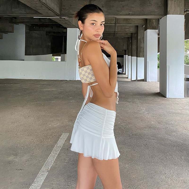 FREE SHIPPING White Rhombus Sexy Crop Tops JKP4461