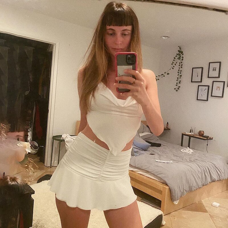 FREE SHIPPING White Rhombus Sexy Crop Tops JKP4461