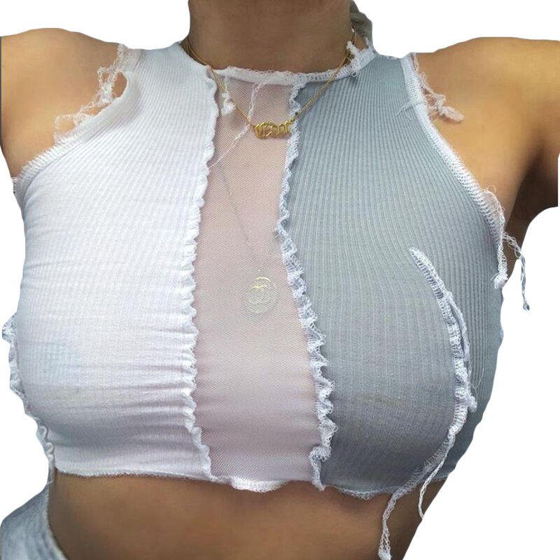 FREE SHIPPING Patchwork Tank Tops Street Fashion JKP4462