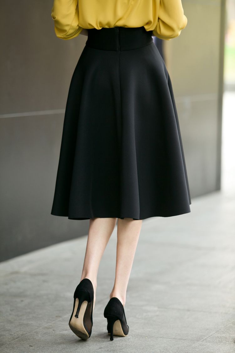 High Waisted Skirts Womens White Knee Length Bottoms Pleated Skirt  JKP009