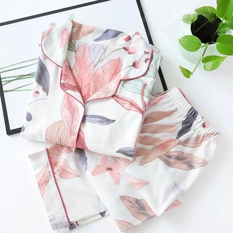 FREE SHIPPING Spring Leaves Printed Pajamas JKP4450