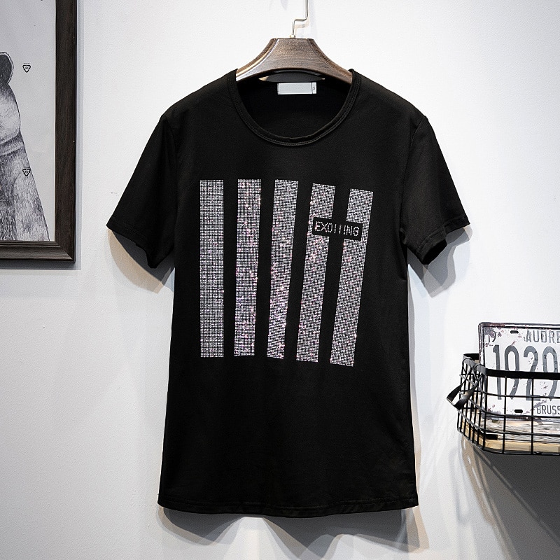 FREE SHIPPING Striped Glitter T-shirt JKP4458 FREE SHIPPING Striped Glitter T-shirt JKP4458