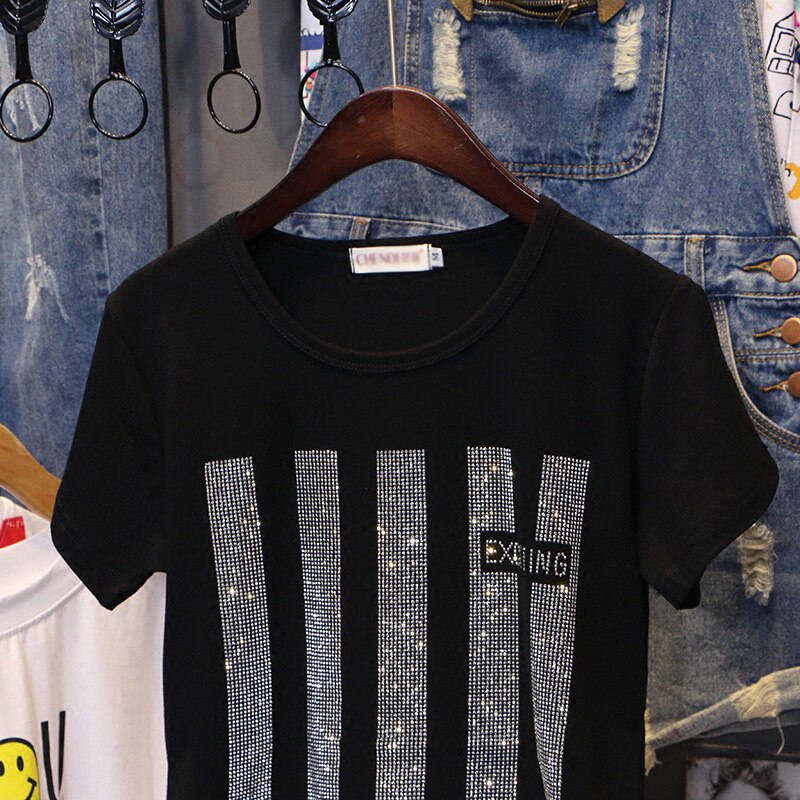 FREE SHIPPING Striped Glitter T-shirt JKP4458 FREE SHIPPING Striped Glitter T-shirt JKP4458