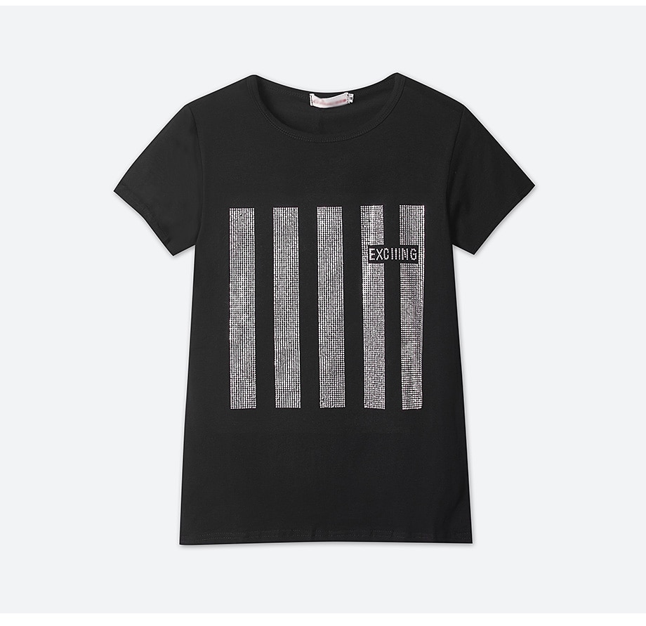 FREE SHIPPING Striped Glitter T-shirt JKP4458 FREE SHIPPING Striped Glitter T-shirt JKP4458