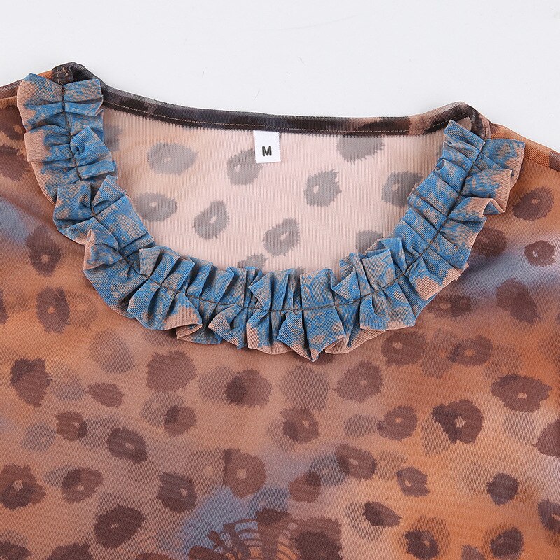 JUKPOP Aesthetics Retro Pattren Mesh T-shirts 90s JKP4470 JUKPOP Aesthetics Retro Pattren Mesh T-shirts 90s JKP4470