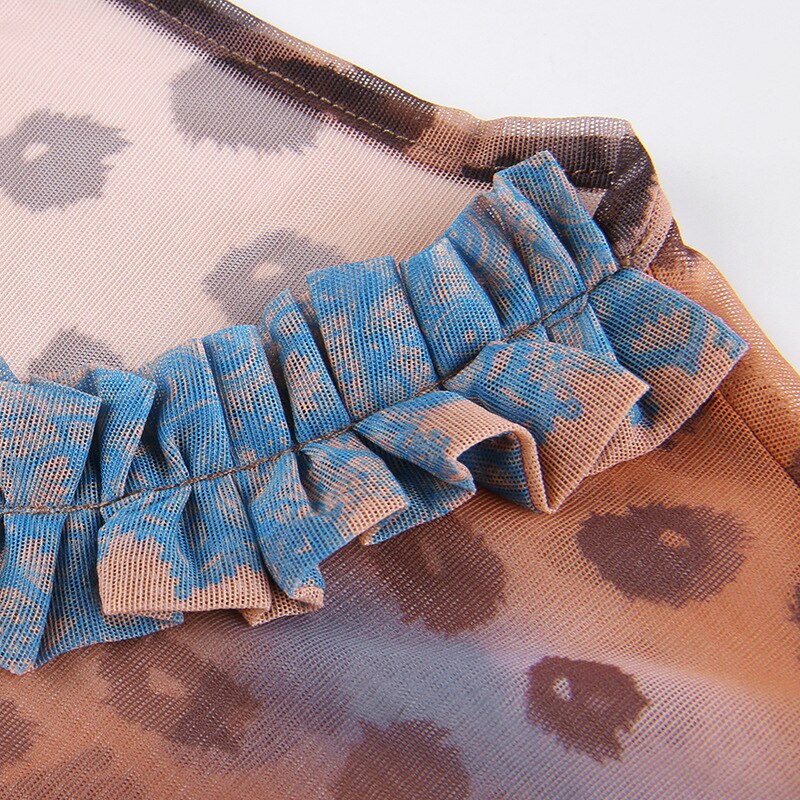 JUKPOP Aesthetics Retro Pattren Mesh T-shirts 90s JKP4470 JUKPOP Aesthetics Retro Pattren Mesh T-shirts 90s JKP4470