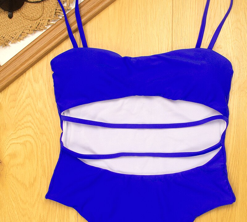 Sexy Thong One Piece Swimsuit 2020 Women Solid Bandage Bathing Suit Swimwear Yellow Pink Black Blue High Waist Cut Out Monokini