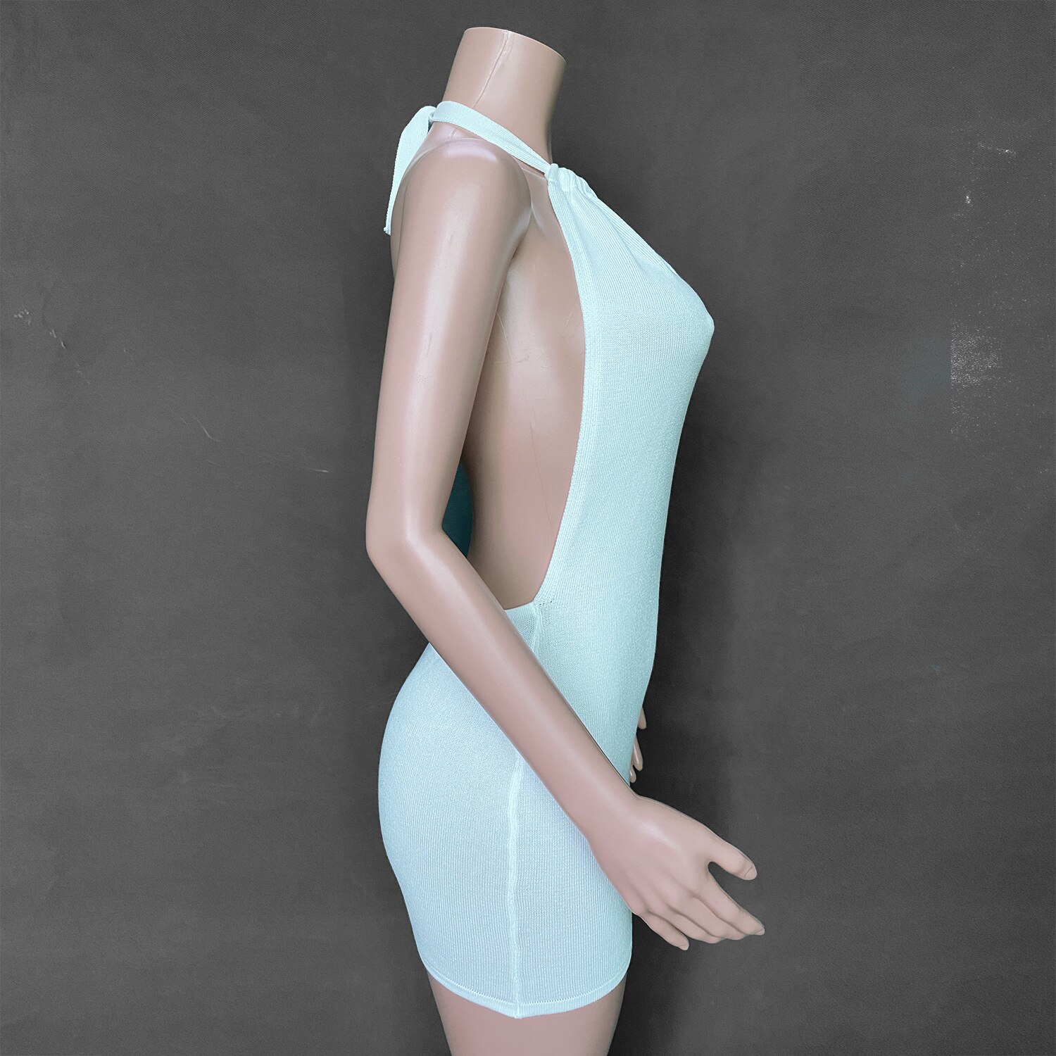 Best Seller Backless Halter Mini Dress Knitted JKP4495