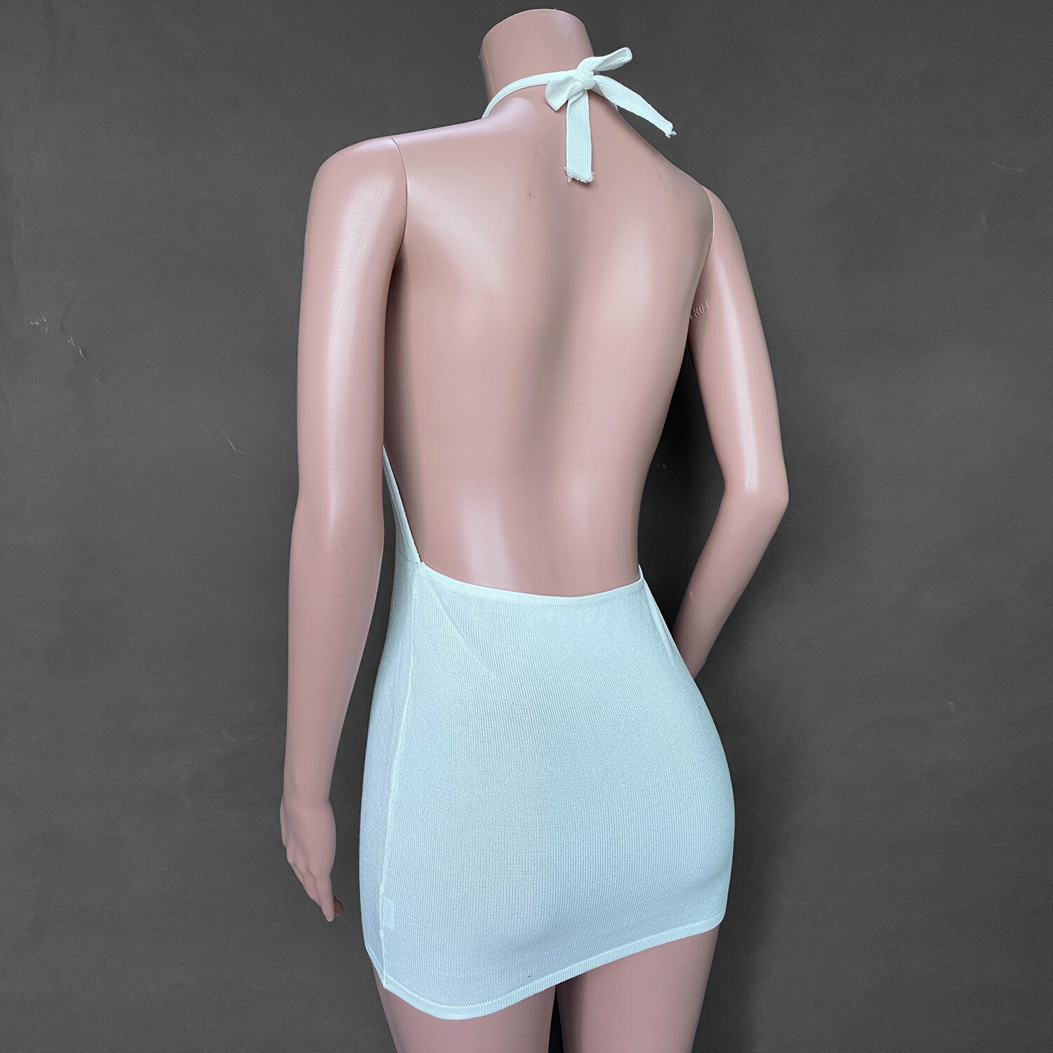Best Seller Backless Halter Mini Dress Knitted JKP4495