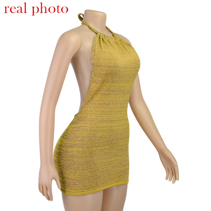 Best Seller Backless Halter Mini Dress Knitted JKP4495
