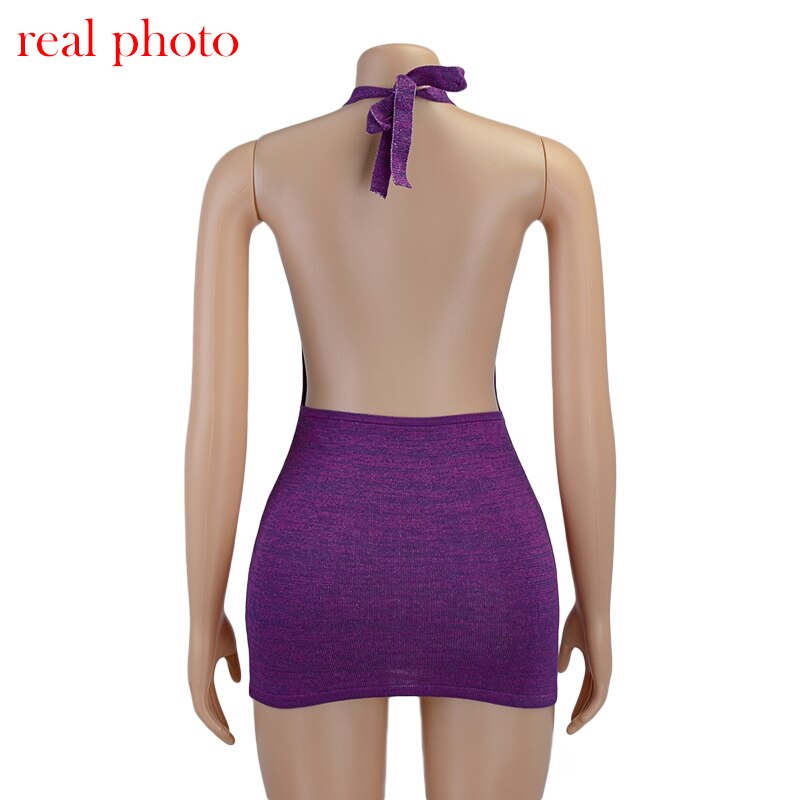 Best Seller Backless Halter Mini Dress Knitted JKP4495