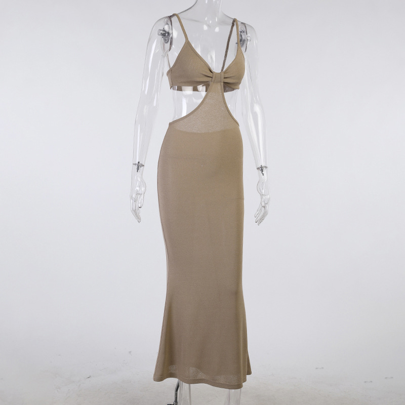 Elegant Knitted Maxi Dress Bodycon Backless JKP4496