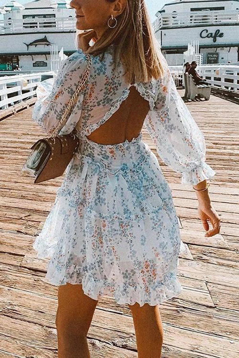 FREE SHIPPING 2021 Ruffle Dress Floral Print JKP4505