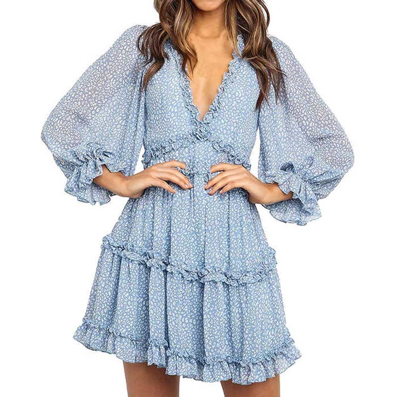 FREE SHIPPING 2021 Ruffle Dress Floral Print JKP4505