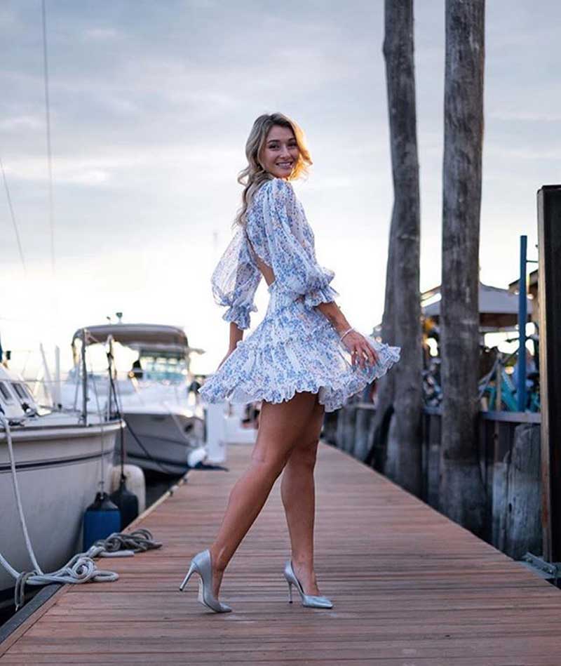 FREE SHIPPING 2021 Ruffle Dress Floral Print JKP4505