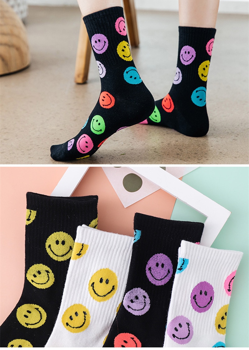 FREE SHIPPING Cute Socks Smile Face Print JKP4509 FREE SHIPPING Cute Socks Smile Face Print JKP4509