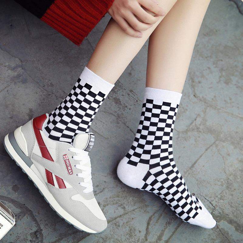 FREE SHIPPING Geometric Checkerboard Socks JKP4510