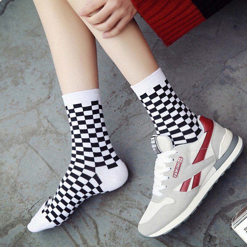 FREE SHIPPING Geometric Checkerboard Socks JKP4510