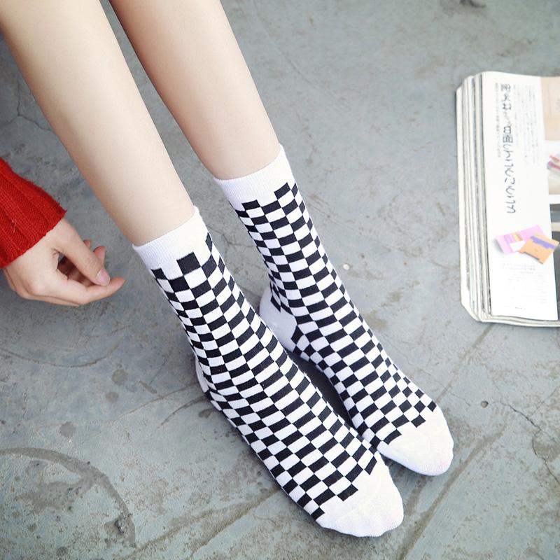 FREE SHIPPING Geometric Checkerboard Socks JKP4510