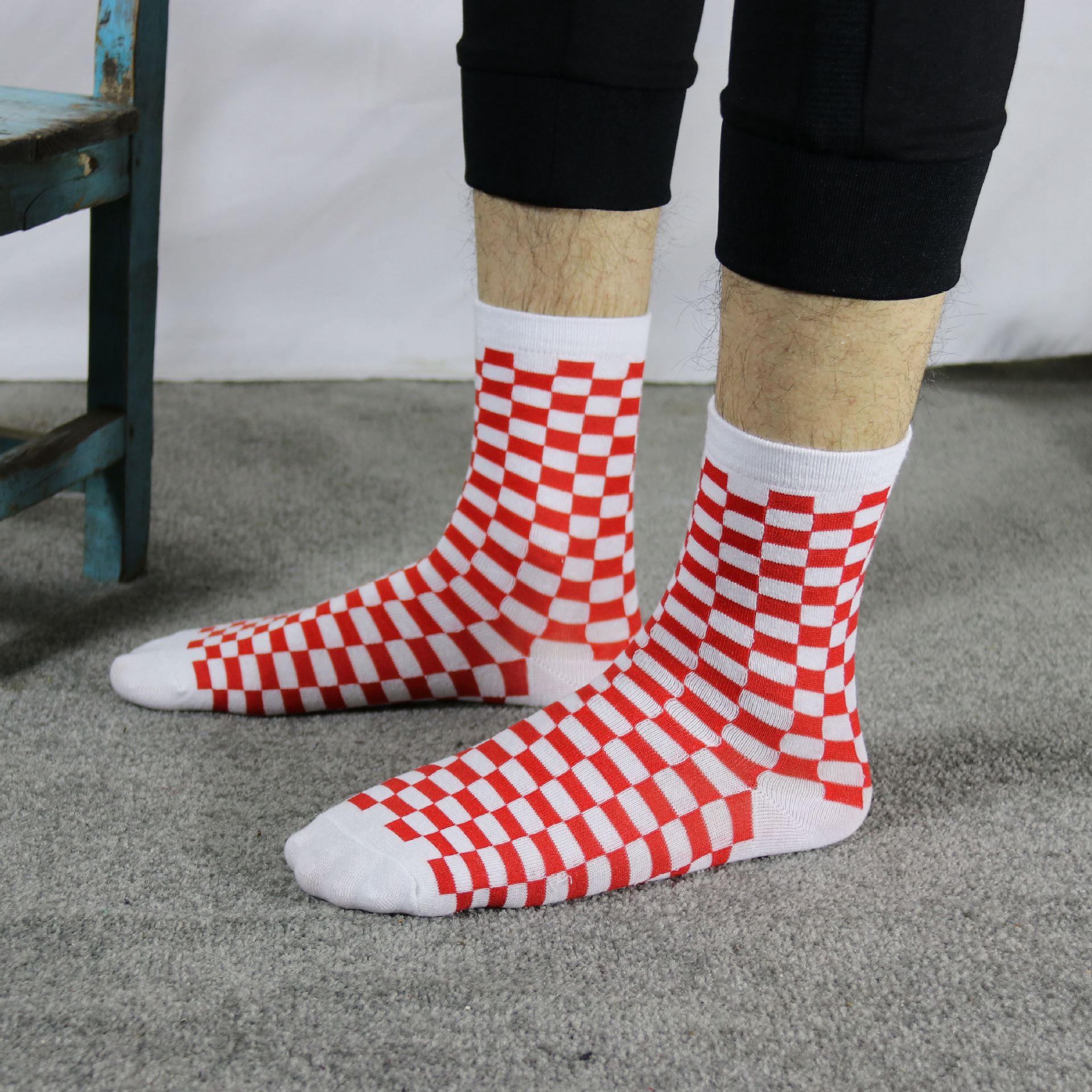 FREE SHIPPING Geometric Checkerboard Socks JKP4510
