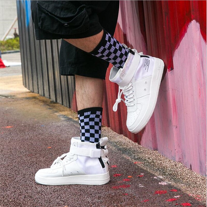 FREE SHIPPING Hip Hop Trend Checkerboard Socks JKP4511