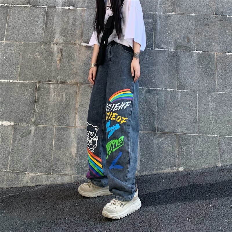 Casual Streetwear Cowboy Jeans Graffiti Print JKP4522 Casual Streetwear Cowboy Jeans Graffiti Print JKP4522