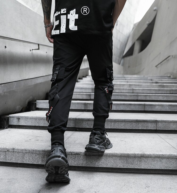 Men Multi-pocket Elastic Waist Harem Pant Men Streetwear Punk Hip Hop Casual Trousers Joggers Male Pants 2021 New Dropshipping