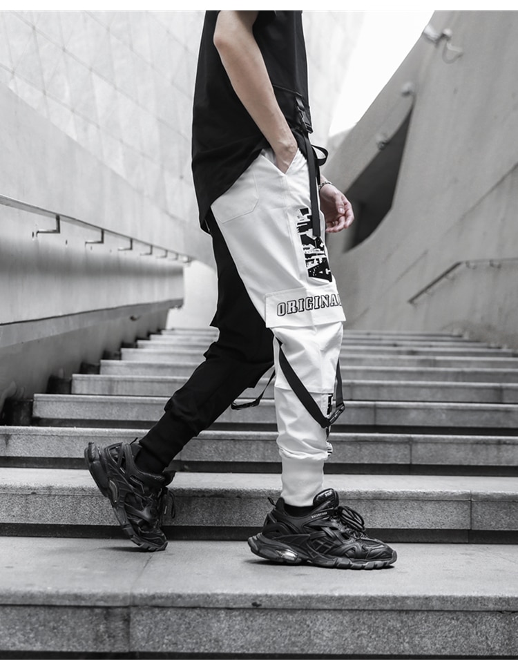 Men Multi-pocket Elastic Waist Harem Pant Men Streetwear Punk Hip Hop Casual Trousers Joggers Male Pants 2021 New Dropshipping