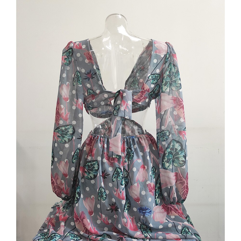 Beach Dress 2021 Bikini Cover Up Print Bathing Suit Women Kimono Plus Size Tunic Sexy Long Sleeve Swimwear Cover-Ups