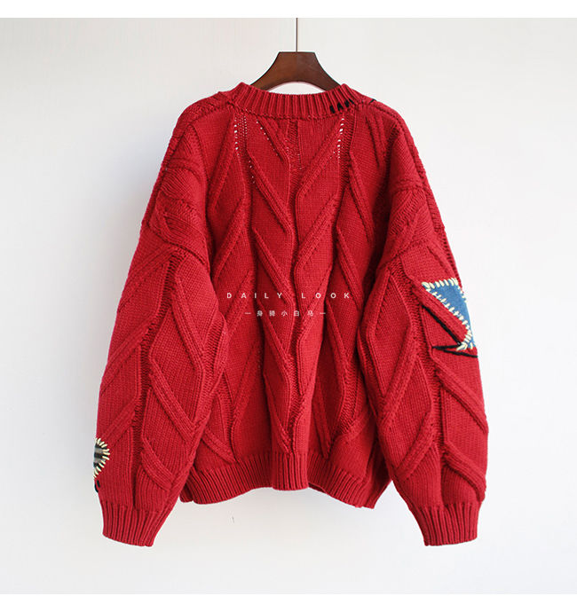 2020 Autumn Winter Women Cardigan Warm Knitted Sweater Jacket Pocket Embroidery Fashion Knit Cardigans Coat Lady Loose Sweaters
