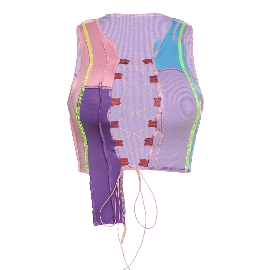 Street Wear Punk Style Ribbed Knitting Colorful Tank Top JKP4550 Street Wear Punk Style Ribbed Knitting Colorful Tank Top JKP4550